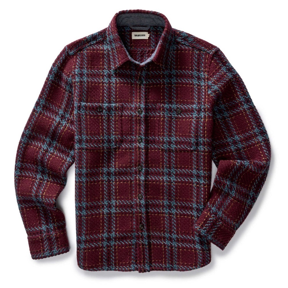 Taylor Stitch Cutter Overshirt Port Plaid Heavy Organic Twill LS Shirt Shacket